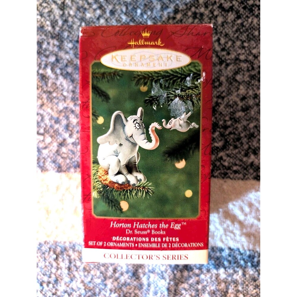 Hallmark Keepsake Dr Seuss Horton Hatches Egg Christmas Ornament 2 Piece 2001
